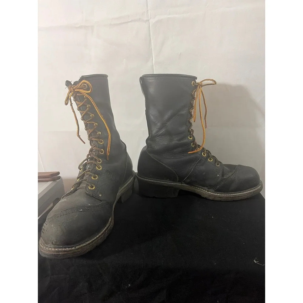 Carolina 1905 Linesman Boots Mens 10 Black Leather Vibram Sole USA Made EH Rated